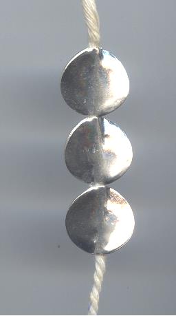 Thai Karen Hill Tribe Silver Beads Plain Round Flat Bead BL624 (1 Bead)