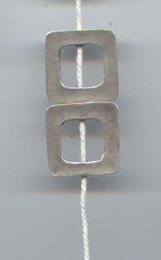 Thai Karen Hill Tribe Silver Beads Plain Hole Square Bead BL647 (1 Bead)