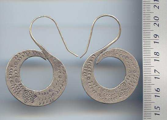 Thai Karen Hill Tribe Silver Plain Circle Earrings ER010 
