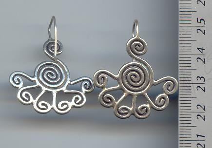 Thai Karen Hill Tribe Silver Multi-Spiral Fan Shape Earrings ER038 