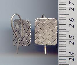 THAI KAREN HILL TRIBE SILVER  WOVEN RECTANGLE EARRINGS ER053 