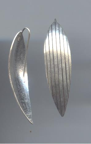 Thai Karen Hill Tribe Silver Line Printed Oval Earring ER112 
