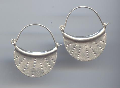Thai Karen Hill Tribe Silver Dot Fan Earring ER158 