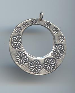 Thai Karen Hill Tribe Silver Pendants Printed Flower Circle Pendant NM156 