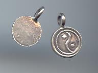 Thai Karen Hill Tribe Silver Yin Yang Flat Disk Pendants NS012