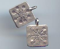 Thai Karen Hill Tribe Silver Dot Printed Flat Square Pendants NS072