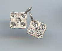 Thai Karen Hill Tribe Silver Flower Printed Flat Rhombic Pendants NS073