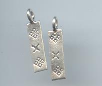 Thai Karen Hill Tribe Silver Printed Geometry Rectangle Pendant NS093