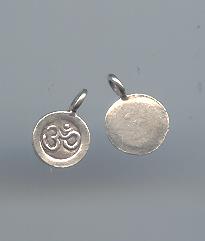 Thai Karen Hill Tribe Silver Printed Om Flat Disk Pendants NS103