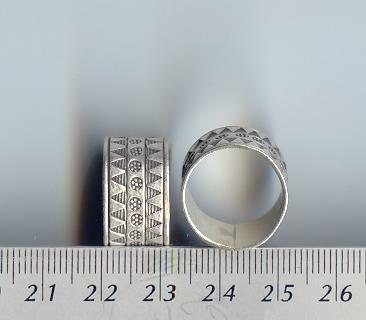 Thai Karen Hill Tribe Silver Dot And Triangle Printed Ring RR043 